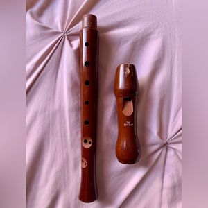 RARE 2pc Vintage Crown Recorder Wooden Wood Flute 12.75” 2 Piece ~ SWISS Made